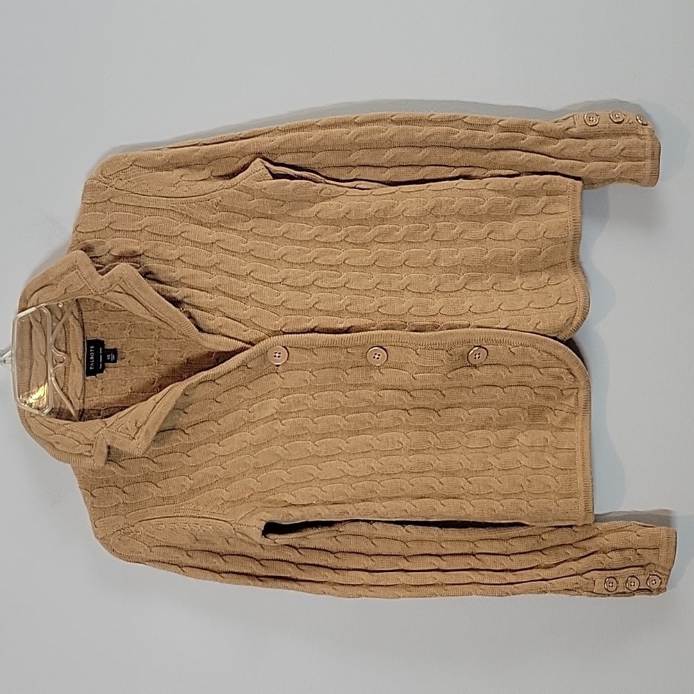 Talbots  Merino Wool Cable Knit Cardigan Sweater Button Front
